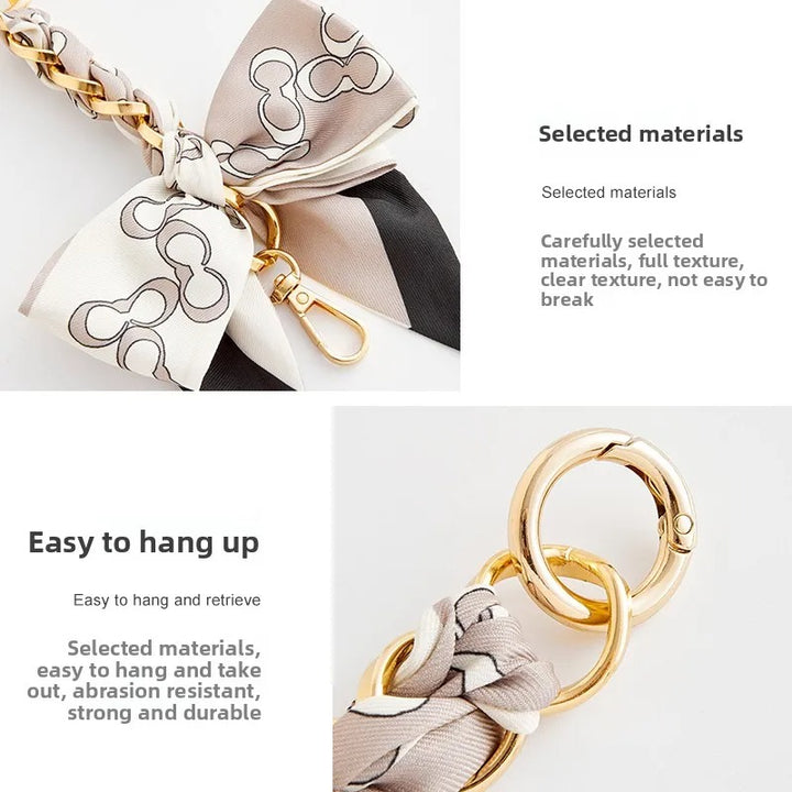 Fashionable Bow Scarf Chain Extension for Women’s Bags – Durable & Fade-Resistant Weaving