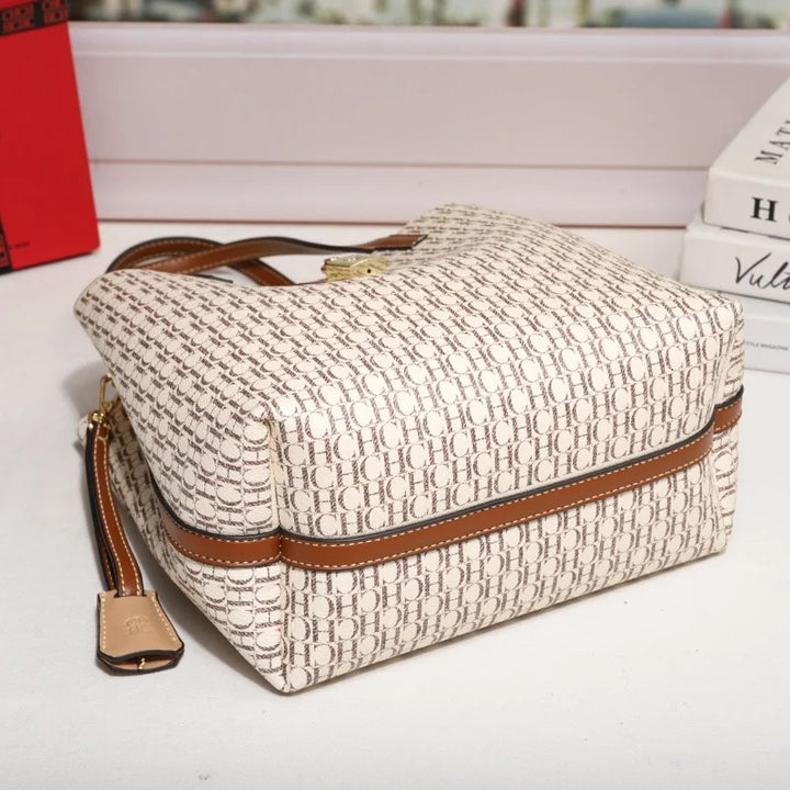 CH Premium Leather Crossbody Bag for Women – Large Capacity Daily Commuter Tote with Letter Print Design
