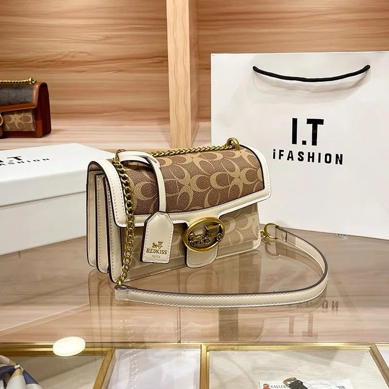 2025 New Light Luxury Women’s Color Contrast Shoulder Bag – High-End Designer Crossbody Small Square Purse