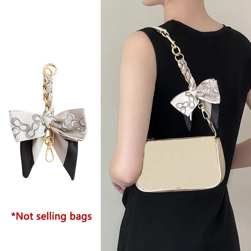 Fashionable Bow Scarf Chain Extension for Women’s Bags – Durable & Fade-Resistant Weaving